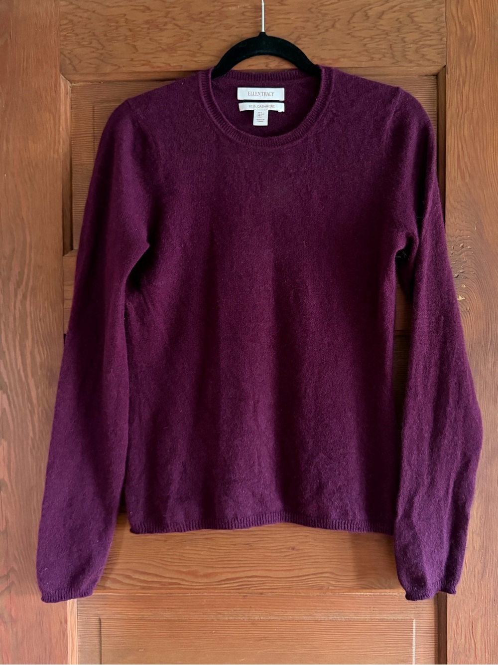 Ellen Tracy Women's Crewneck Sweater 100% Cashmere Deep Plum Size L